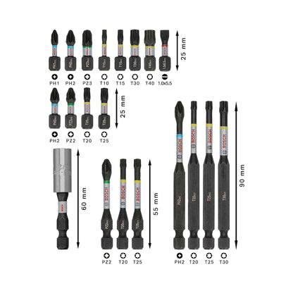 Kit De Puntas PRO Impact Pick+Click 20 Pzas - Bosch - Herram.cl
