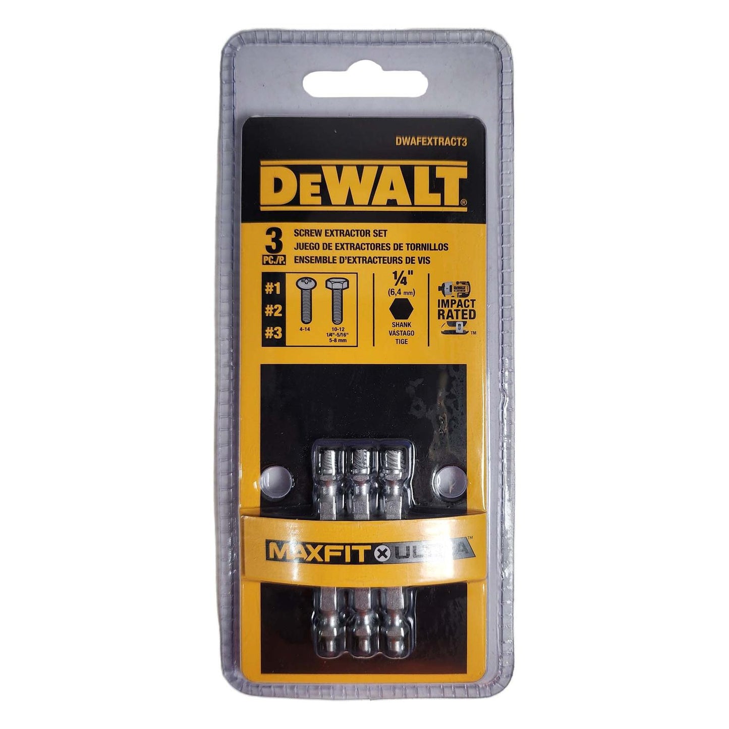 Extractores De Tornillos MAXFIT - ULTRA 3 Pzas - DeWALT - Herram.cl