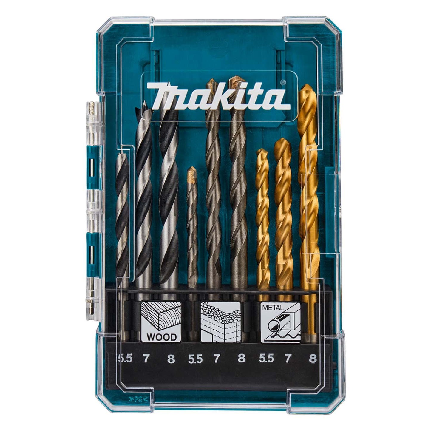 Set Brocas Para Madera/Metal /Concreto (5.5 - 8) 9 Pzas - Makita - Herram.cl