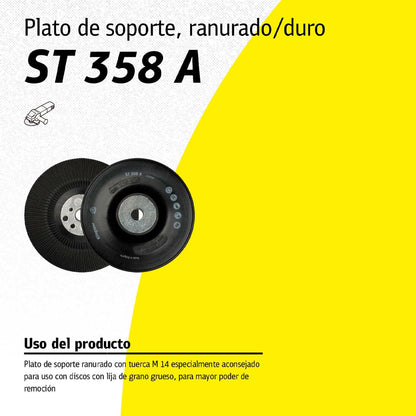 Plato Soporte Ranurado/Duro ST358 A 115mm - Klingspor - Herram.cl