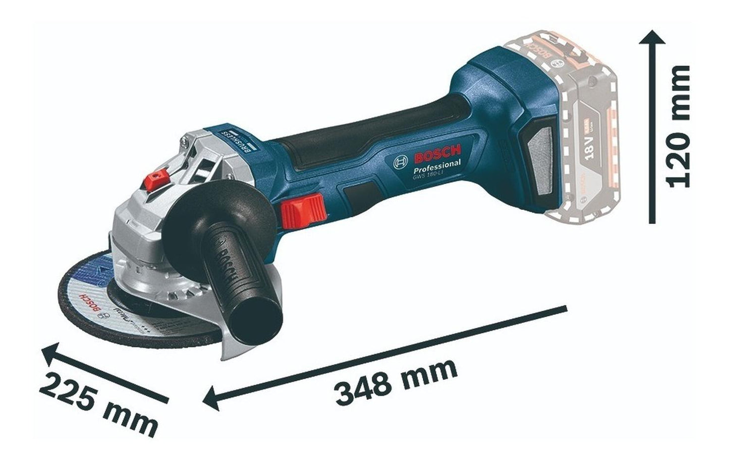 Esmeril Angular Inalámbrico Bosch 5'' GWS 180 - LI Bare Tool - Herram.cl