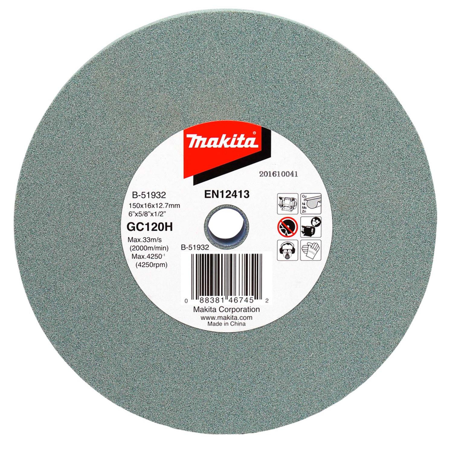 Piedra Esmeril De Banco 6''x5/8''x1/2'' GC120HV - Makita - Herram.cl