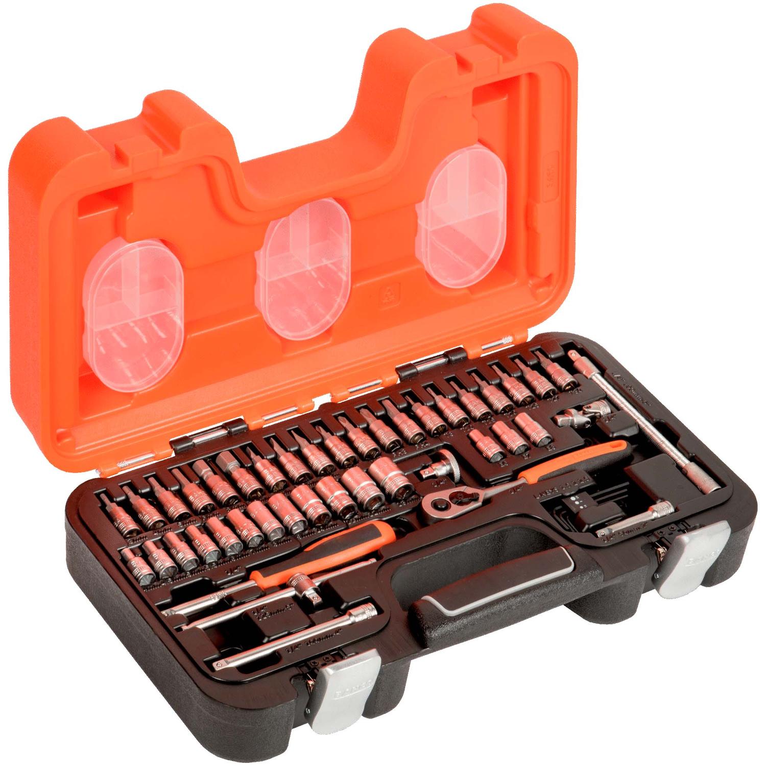 Juego de dados + Chicharra 1/4'' 46 Pzas - Bahco - Herram.cl