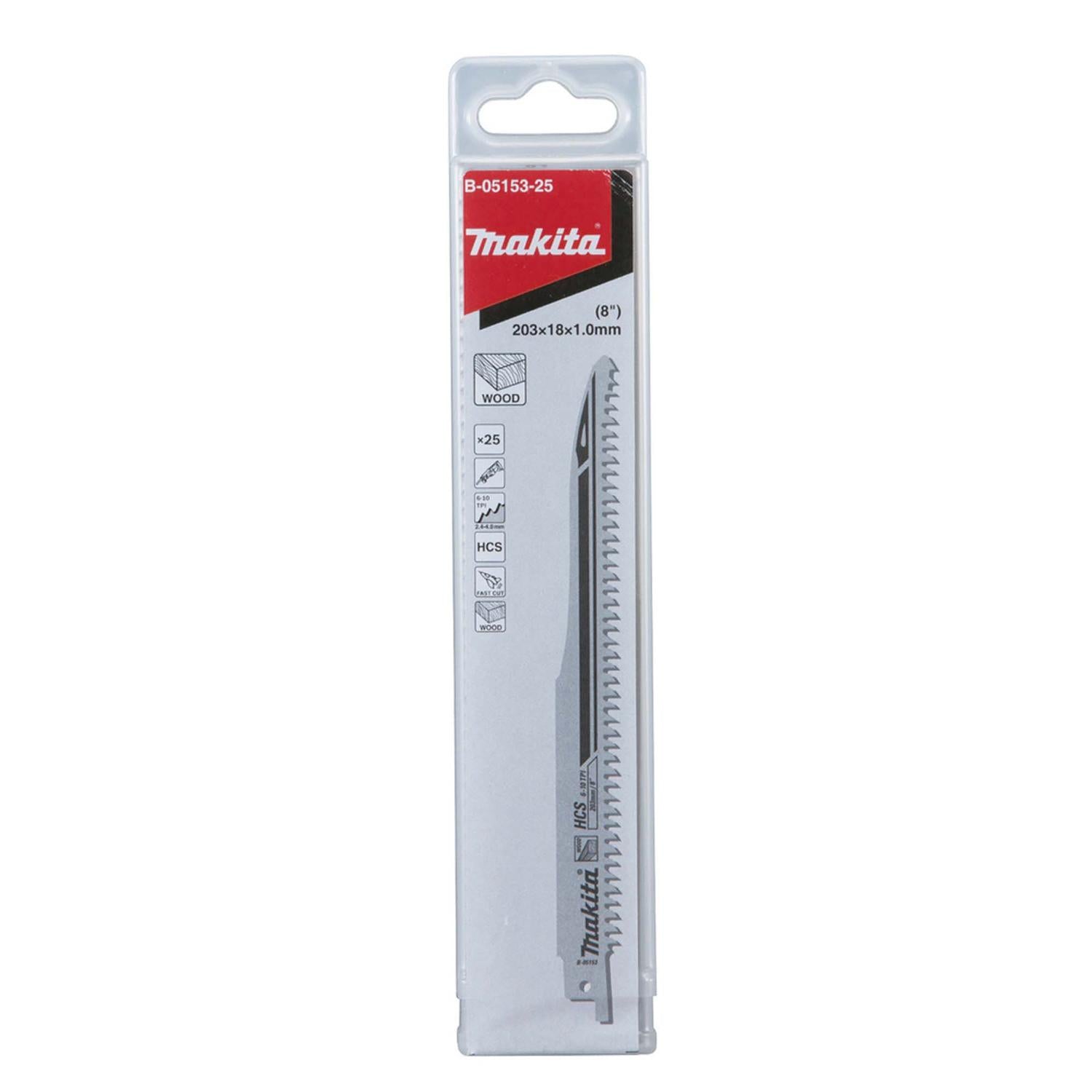 Hojas Sierra Sable HCS 203x1.0mm 6 - 10 TPI /25 Pzas - Makita - Herram.cl