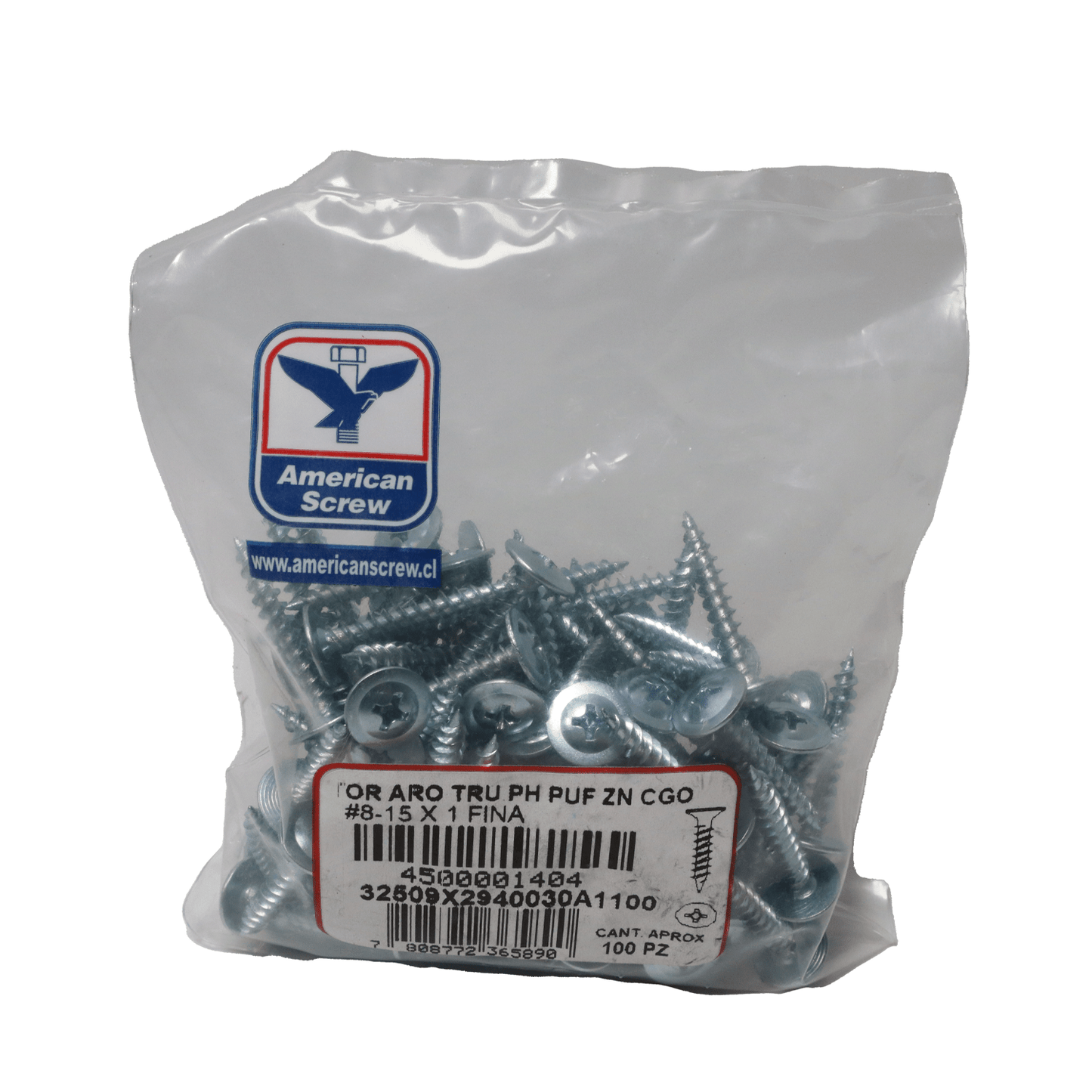 Tornillo Lenteja Punta Fina 8 - 15X1''100UDS. American ScreW - Herram.cl