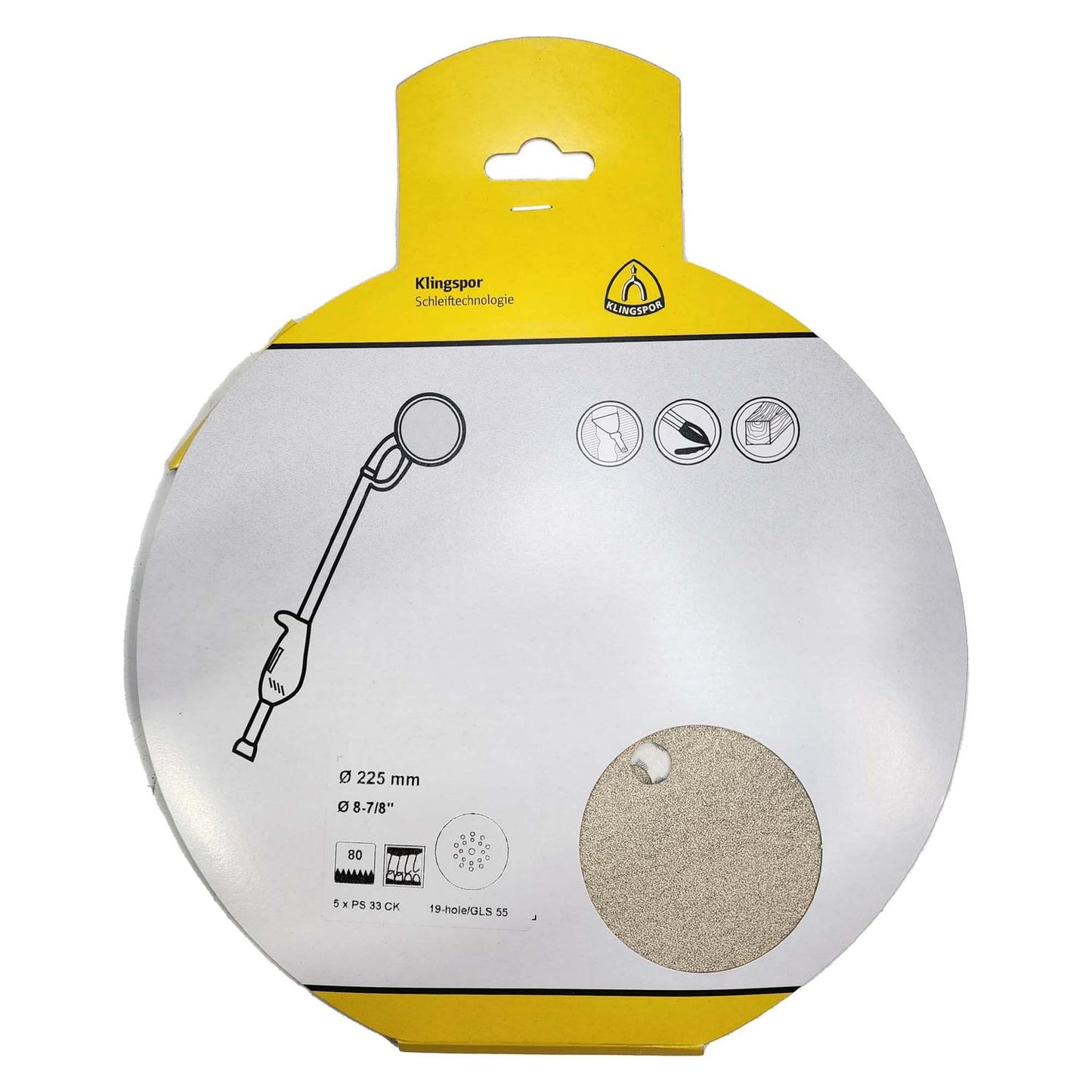 Disco de Lija con Velcro PS 33 CK 225mm 5 Pzas - Klingspor - Herram.cl