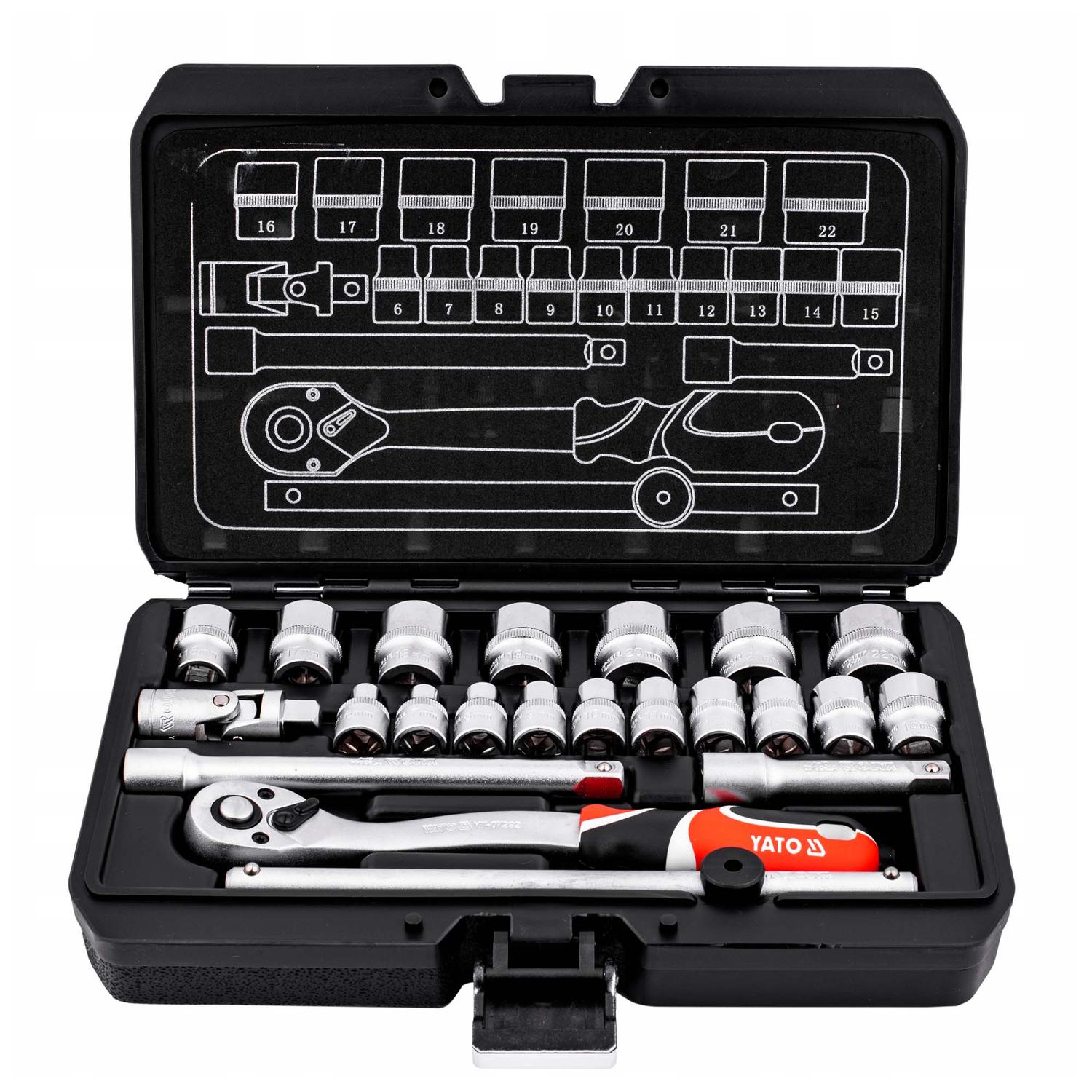 Juego De Dados 3/8'' 22 Pzas YT - 38561 - Yato - Herram.cl