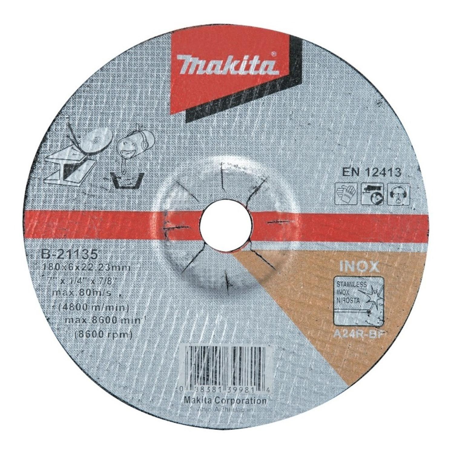 Disco de Desbaste Inox 7'' X 6mm A24R - Makita - Herram.cl