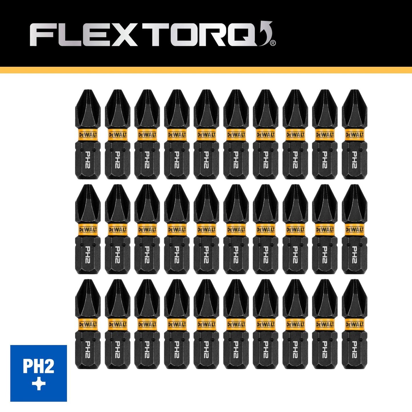 Set de Puntas FLEXTORQ PH2 - 1'' (25,4mm) 30 Pzas - DeWALT - Herram.cl
