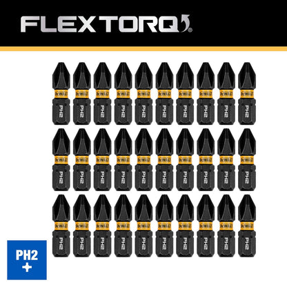 Set de Puntas FLEXTORQ PH2 - 1'' (25,4mm) 30 Pzas - DeWALT - Herram.cl