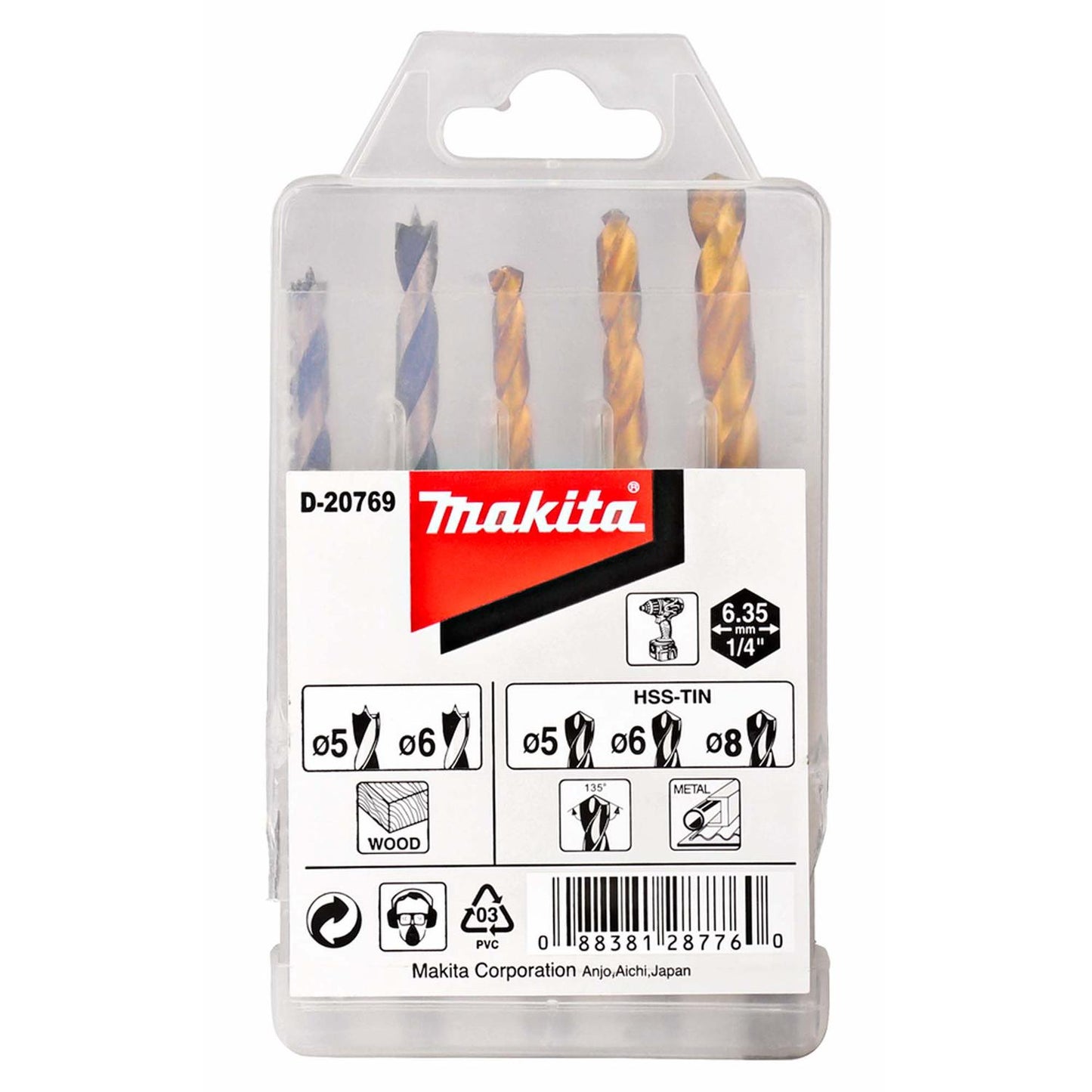 Set Brocas Madera y Concreto 5 Pzas (Hex. 1/4'') - Makita - Herram.cl