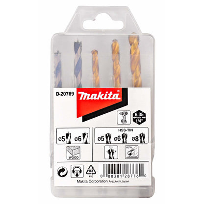 Set Brocas Madera y Concreto 5 Pzas (Hex. 1/4'') - Makita - Herram.cl