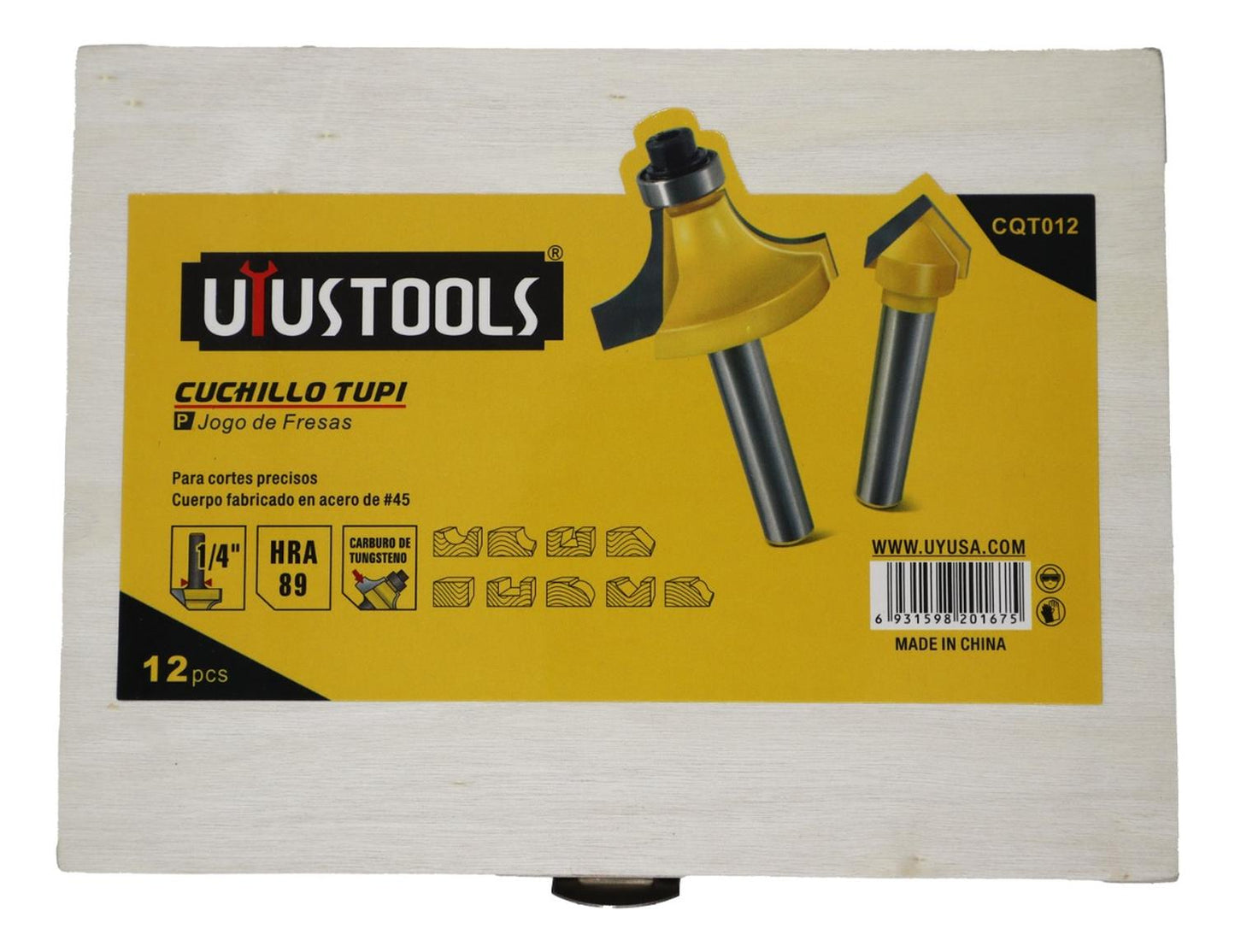 Juego 12 Fresas Para Madera Toma 1/4'' - Uyustools - Herram.cl