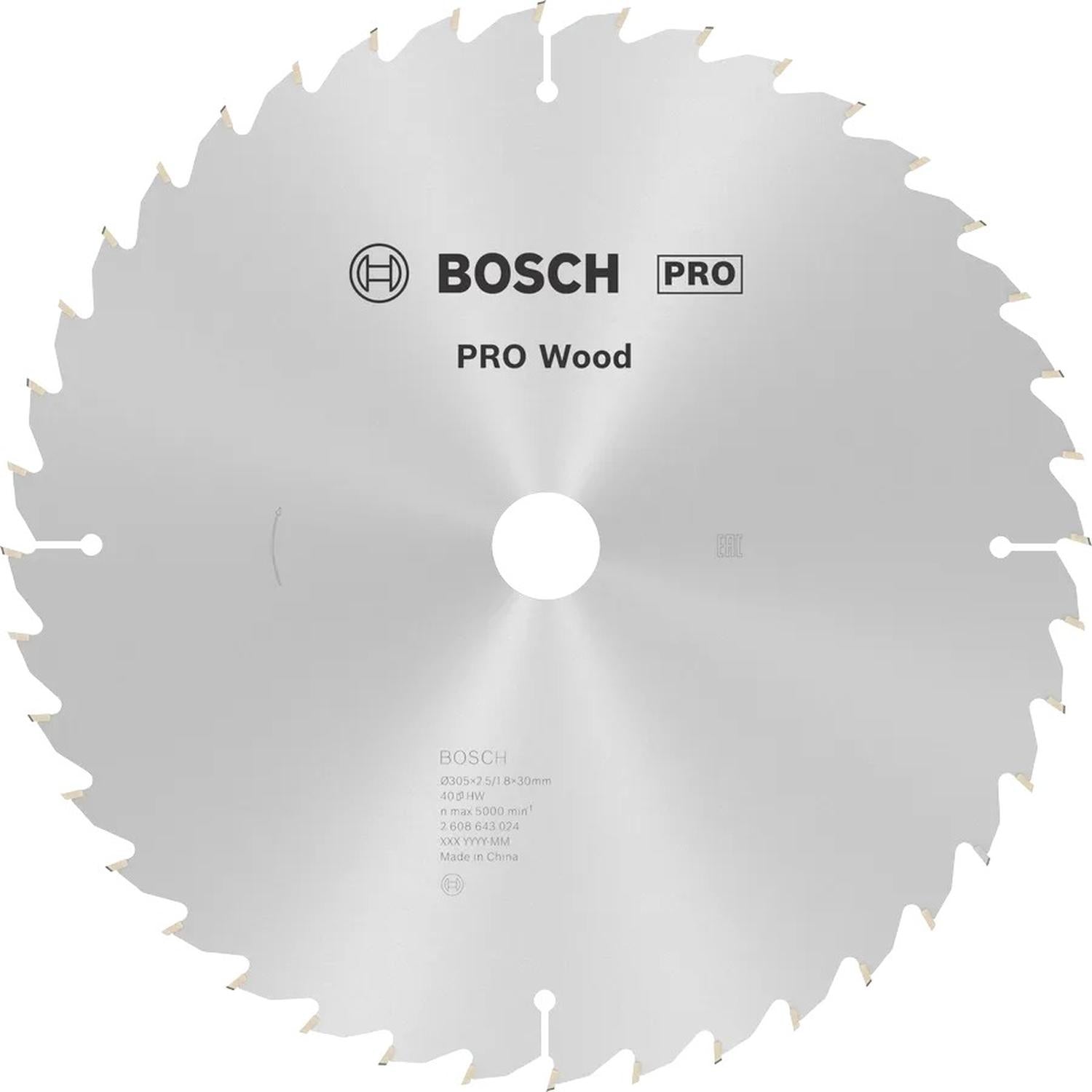 Disco De Sierra Circular PRO Wood 12''x2,5x30mm 40 D - Bosch - Herram.cl