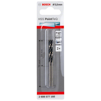 Broca Metal Bosch HSS PointTeQ 3,5mm DIN 338 Pack 2 Unidades - Herram.cl