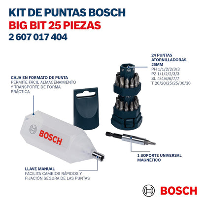 Set de Puntas Big Bit 25 Pzas. - Bosch - Herram.cl