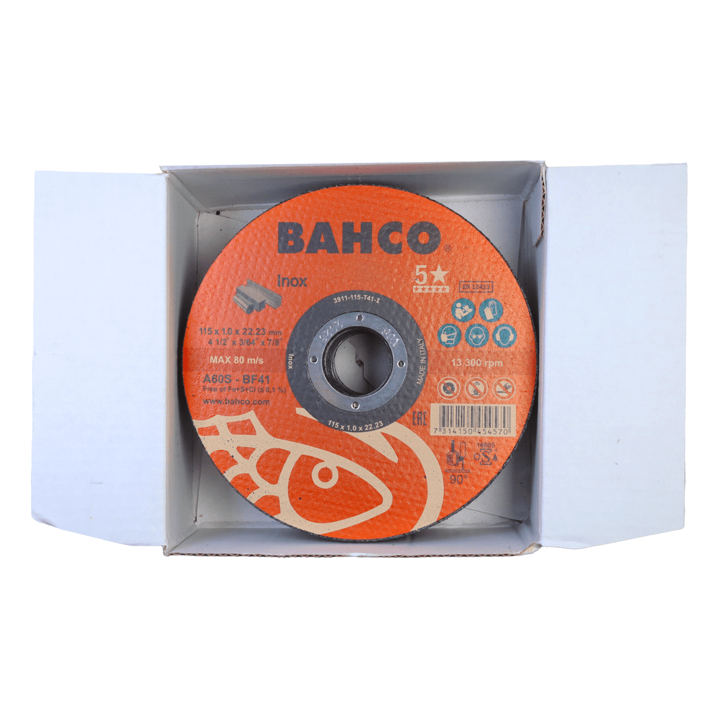 Pack 25 Discos Abrasivos 4 1/2'' Inox – Bahco - Herram.cl