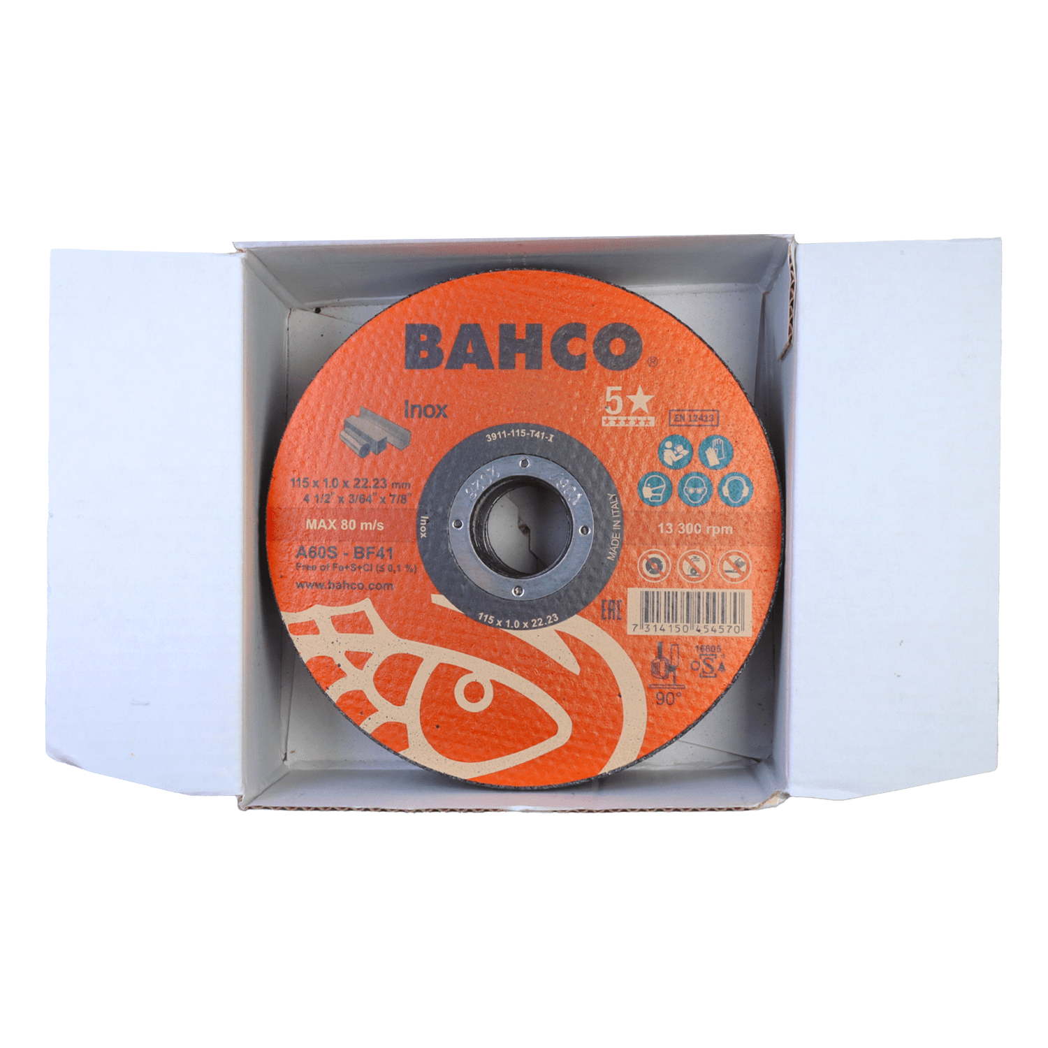 Pack 25 Discos Abrasivos 4 1/2'' Inox – Bahco - Herram.cl