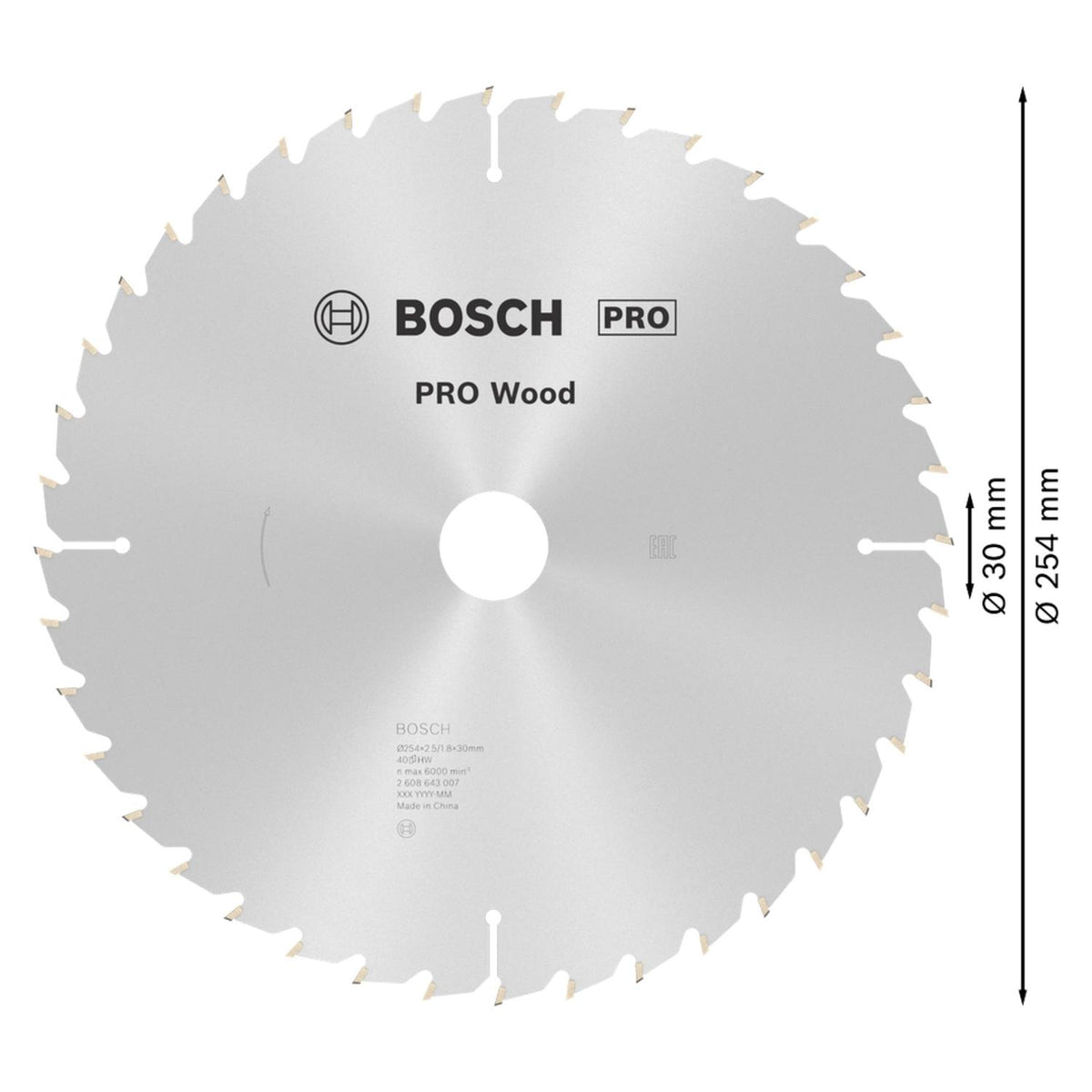 Disco De Sierra Circular PRO Wood 10''x2,5x30mm 40 D - Bosch - Herram.cl