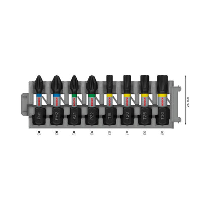 Juego de Puntas PRO Impact (PH/PZ/T)x25mm / 8 Pzas - Bosch - Herram.cl