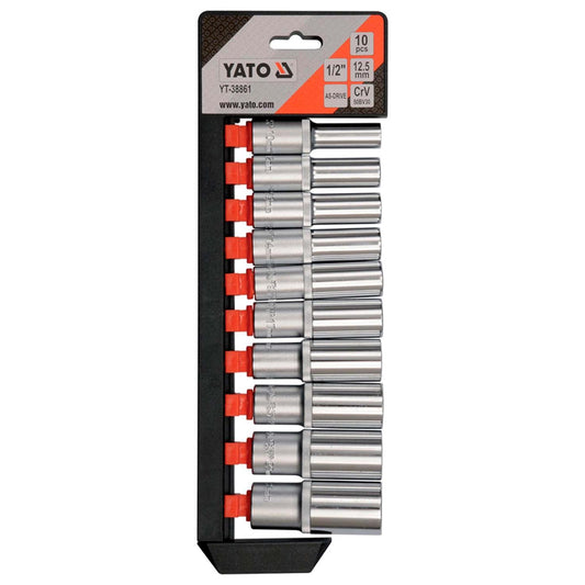 Juego de dados Largos hex. 1/2'' (10 - 24mm) 10 Pzas - Yato - Herram.cl