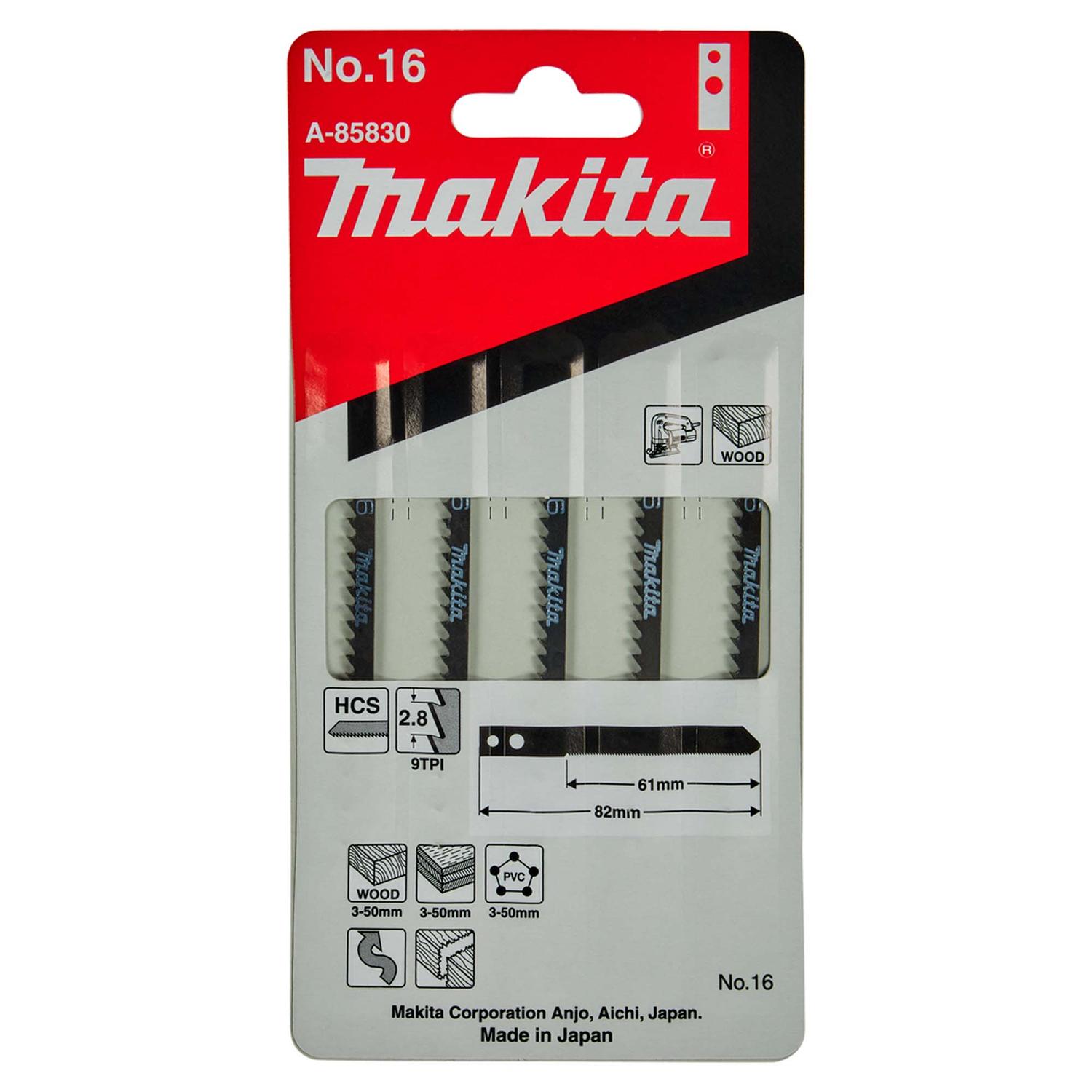 Hoja de Calar N°16 HCS 82mm Madera, Plástico 5 Pzas - Makita - Herram.cl