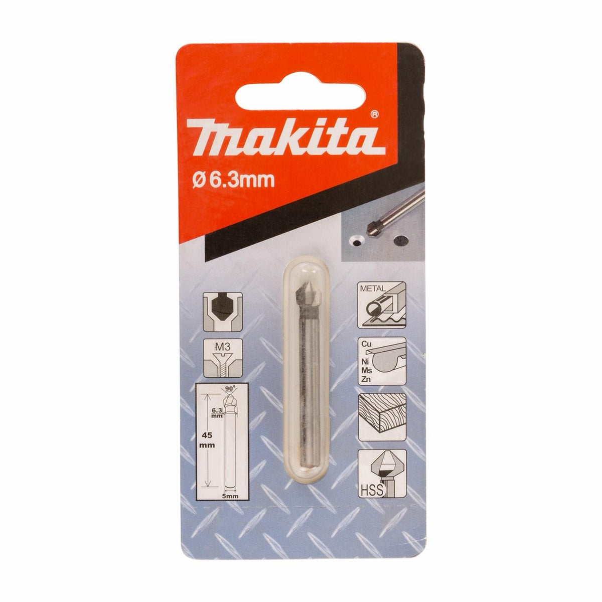 Broca Avellanadora 90° HSS 6.3x45mm Metal - Makita - Herram.cl