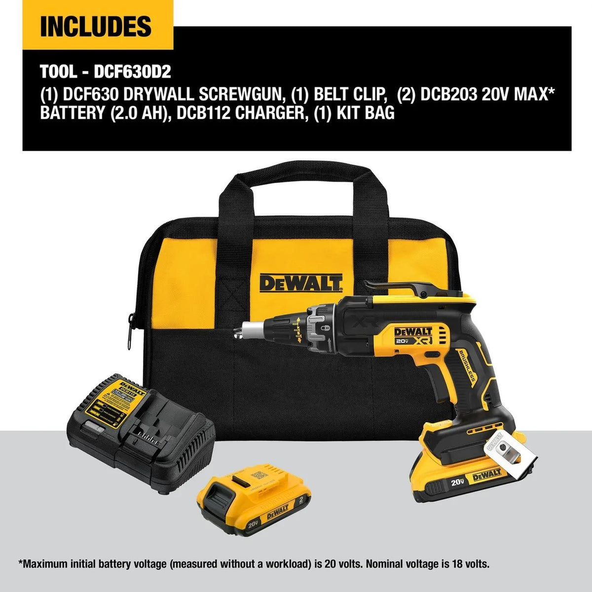 Kit Atornillador Paneles De Yeso 20v Máx* Dewalt Dcf630d2 - b2 - Herram.cl
