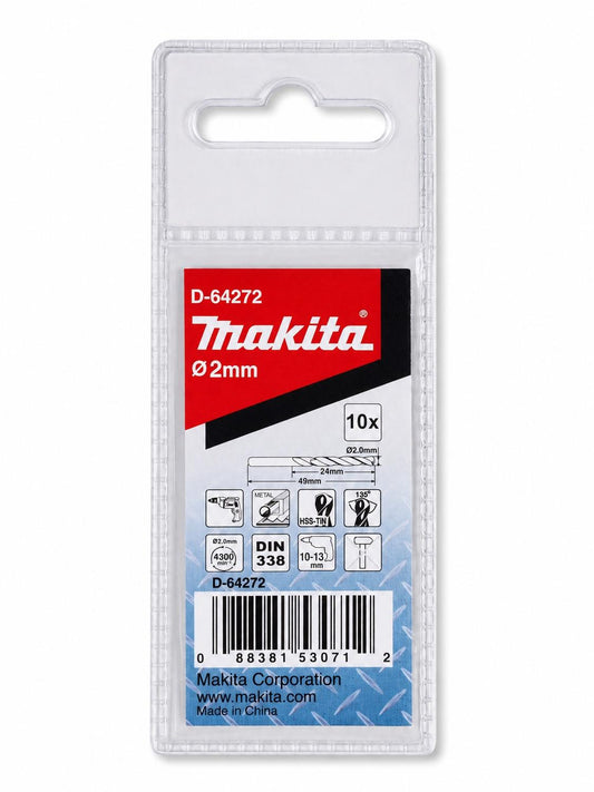Brocas Metal HSS-Tin 2x49mm 10 Pzas - Makita - Herram.cl