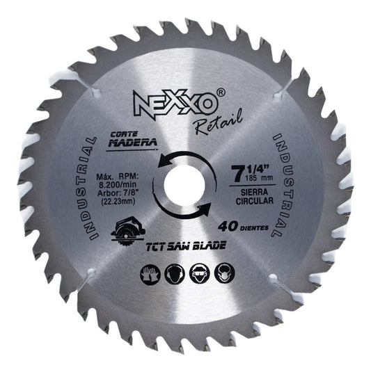 Disco Sierra Circular 7 1/4'' (185mm) 40 Dientes - Nexxo - Herram.cl