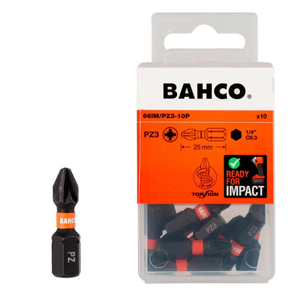 Punta De Impacto De Torsión PZ3x25mm 10 Pzas - Bahco - Herram.cl