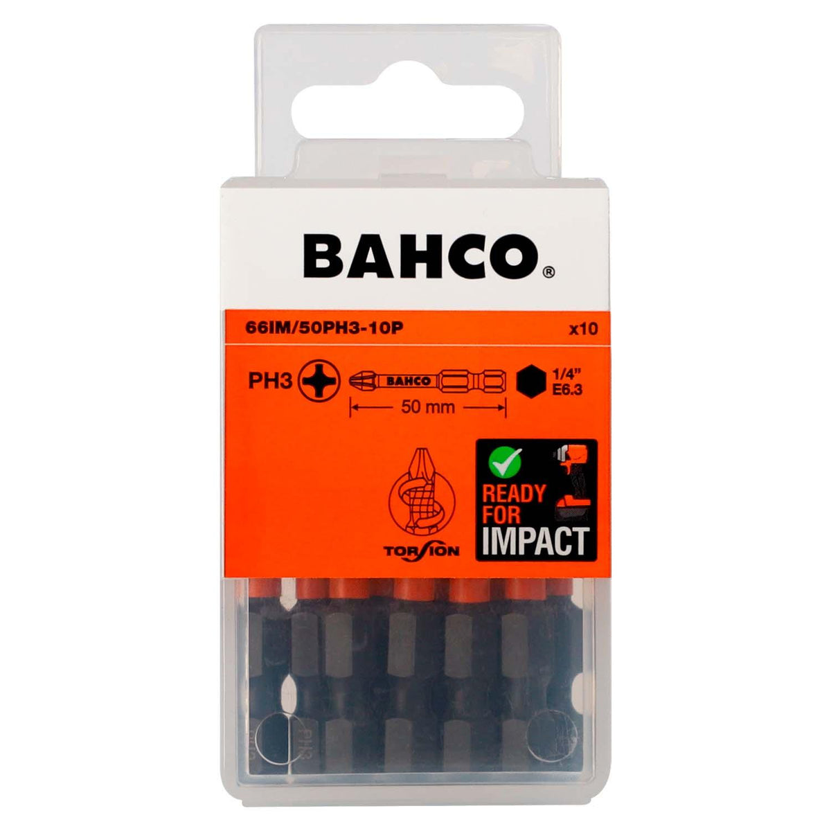 Puntas De Impacto De Torsión PH3x50mm 10 Pzas - Bahco - Herram.cl