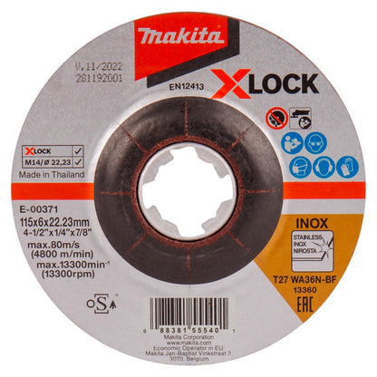 Disco de Desbaste X - Lock INOX 4 - 1/2''x6mm - Makita - Herram.cl
