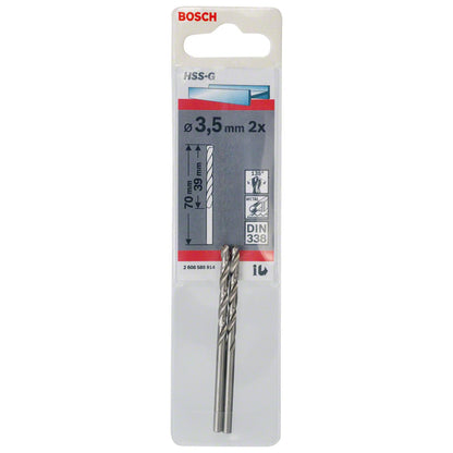 Broca Metal HSS - G 3.5mm - Blister x2 Und. - Bosch - Herram.cl