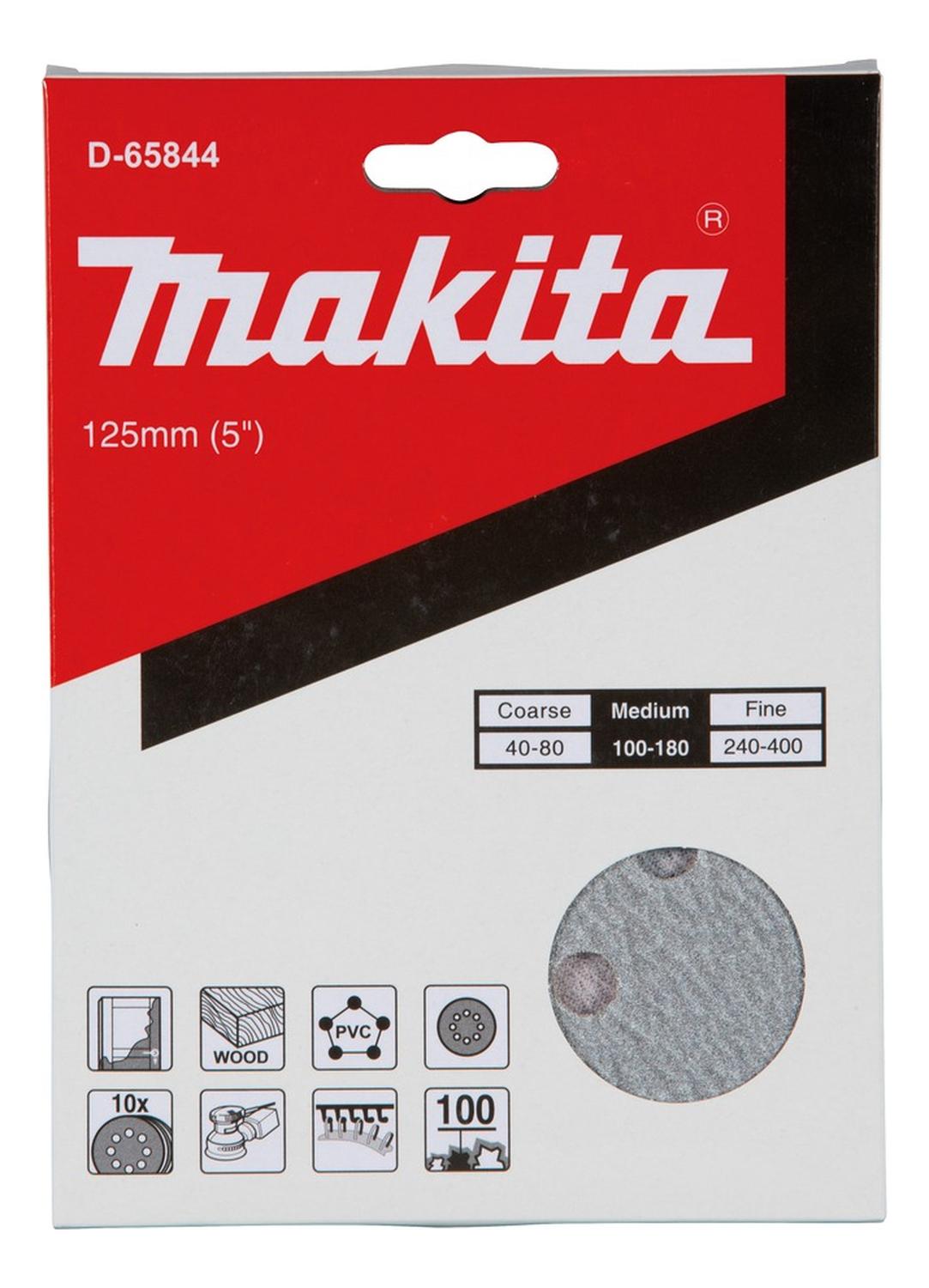 10 Discos Lija Con Velcro 125mm G100 - Makita - Herram.cl