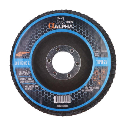 Disco Flap Para Acero Inox 4 1/2'' Zirconio - Alpha - Herram.cl