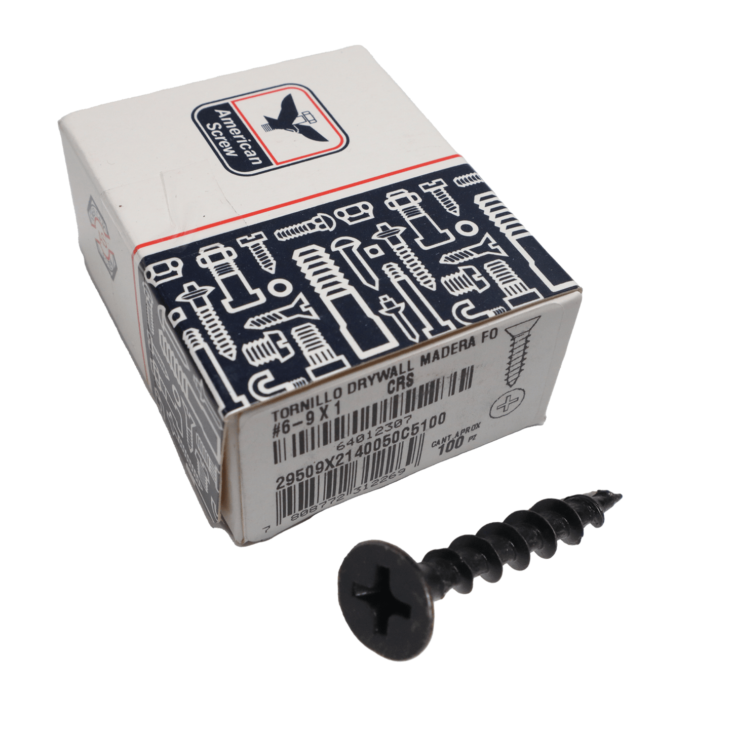 Tornillo DryWall Madera 6 - 9 X 1'' X 100 Uds. American ScreW - Herram.cl