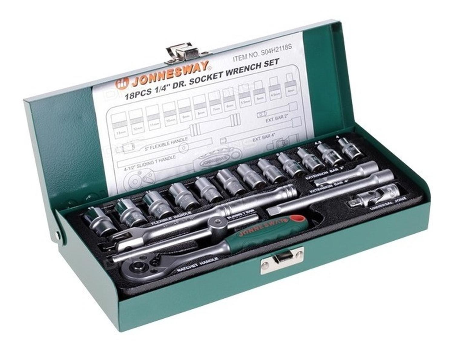 Juego De Dados ¼ 18 Piezas - JonnesWay - Herram.cl