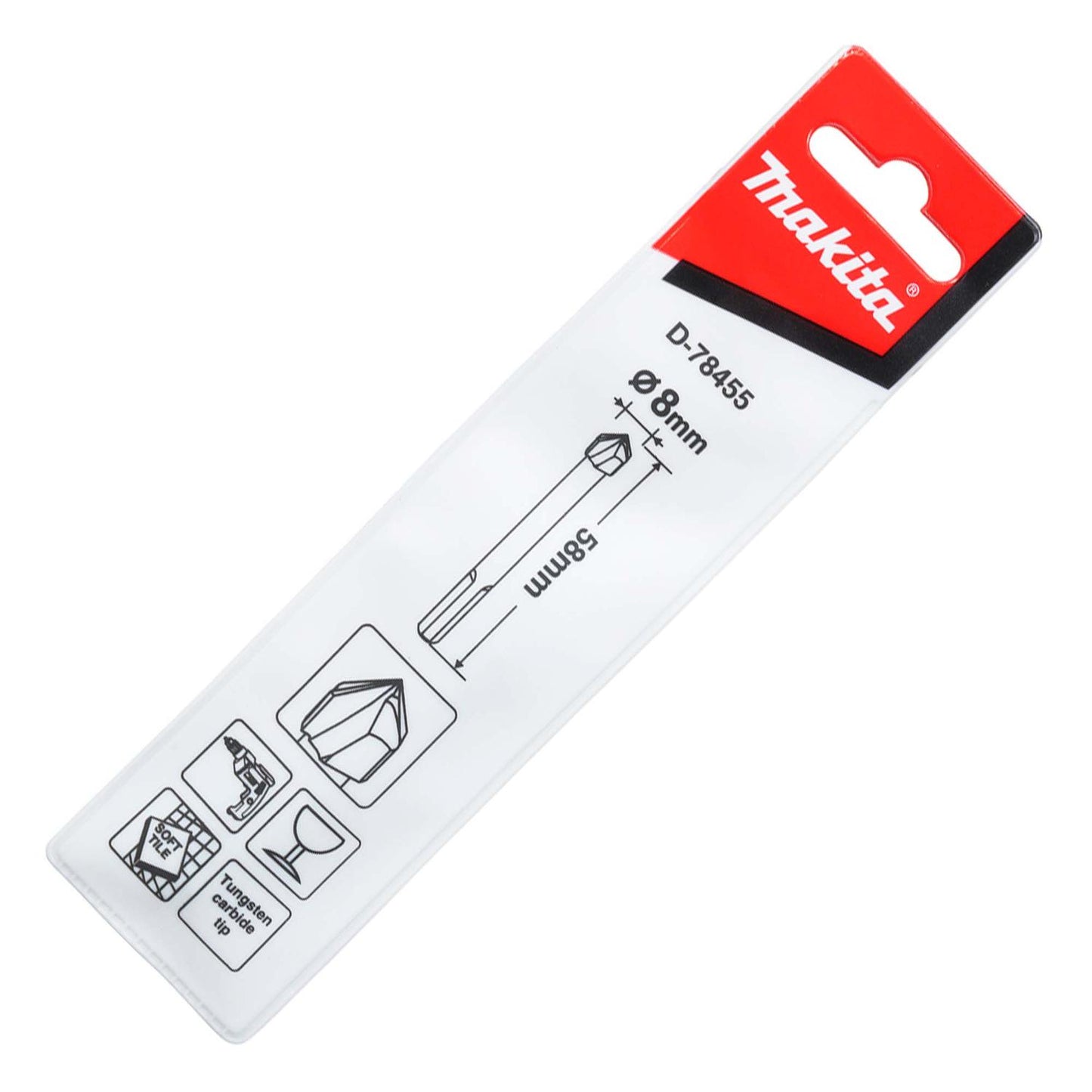Broca Para Vidrio y Baldosas 8x58mm (Toma 3 Caras) - Makita - Herram.cl