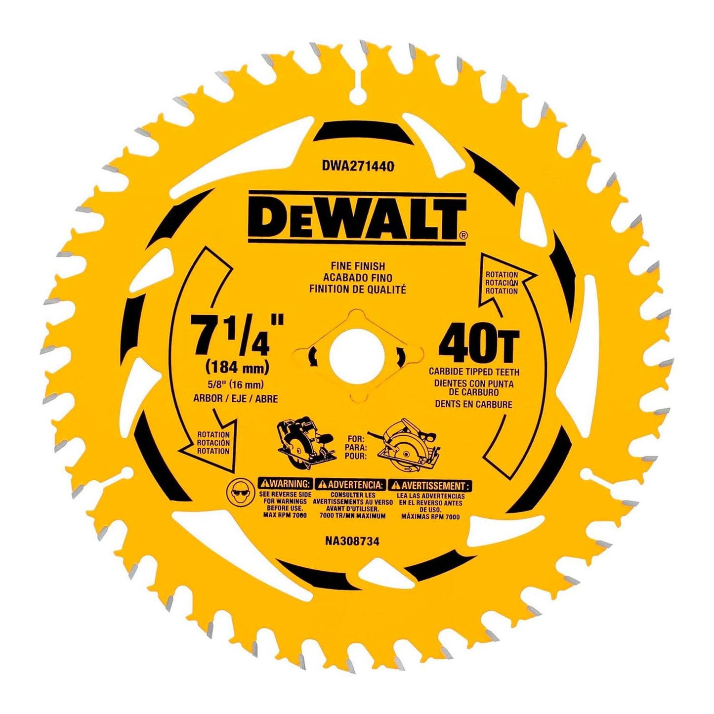Discos de Sierra 7 - 1/4''x5/8'' 40 Dientes - DeWALT - Herram.cl