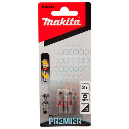 Punta Impact Premier PH2(Slim) - 25mm 2 Pzas - Makita - Herram.cl