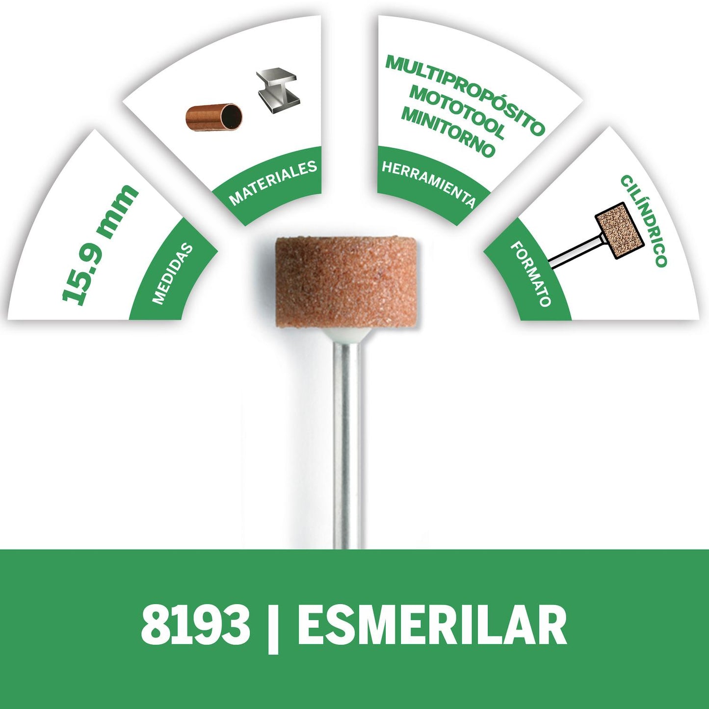 Piedra Esmerilar Oxido de Aluminio 15.9mm (8193) - Dremel - Herram.cl