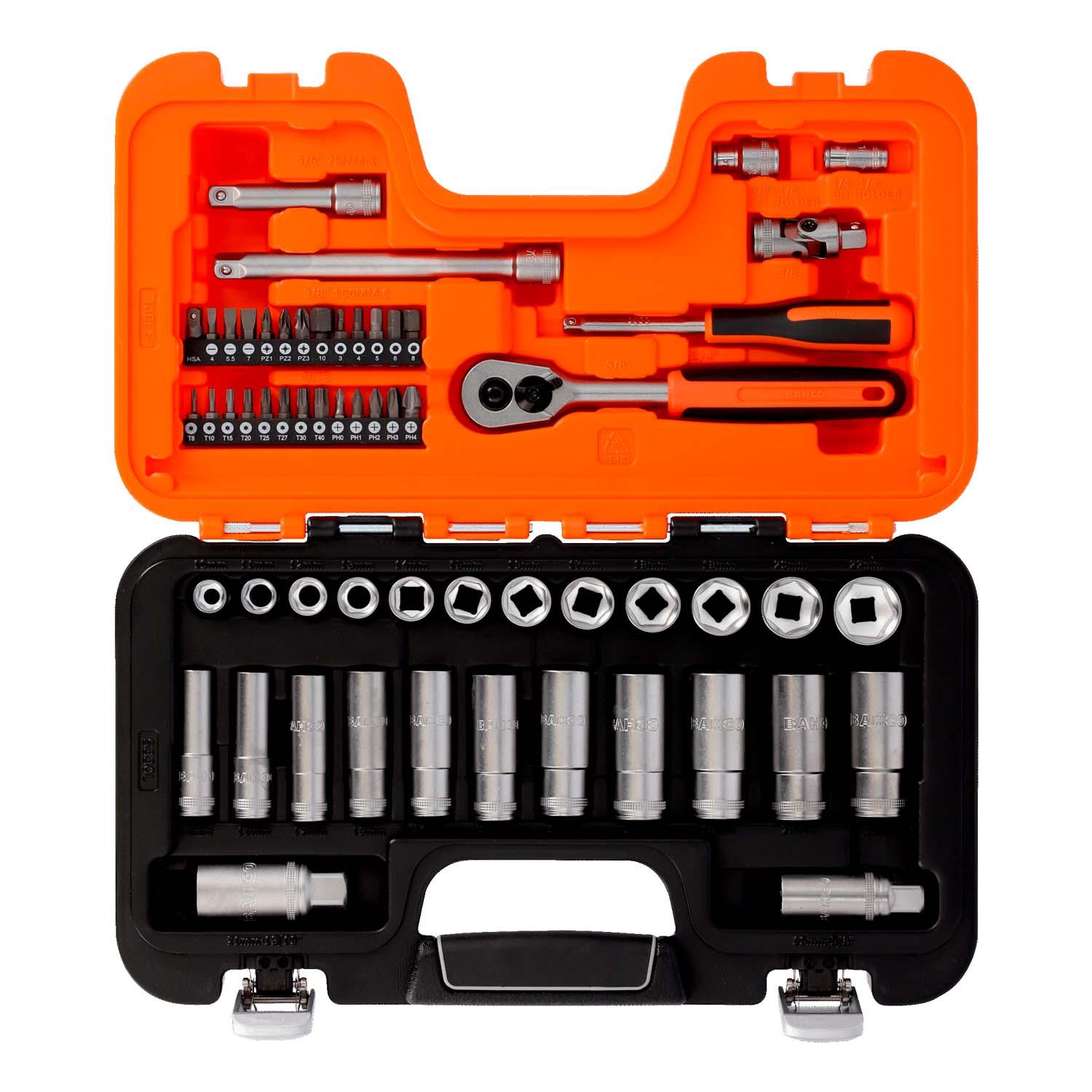Juego de Dados Largos y Cortos 3/8'' + Puntas 53 Pzas - Bahco - Herram.cl