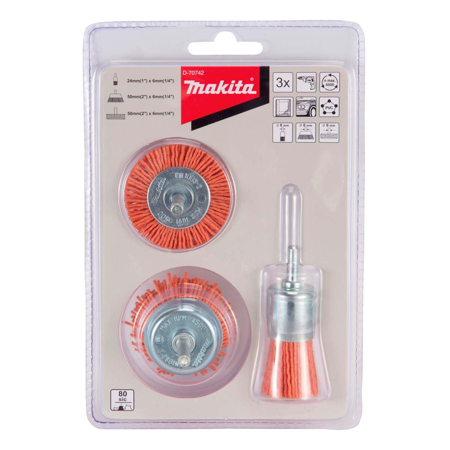 Set Gratas Nylon Para Taladro G80 (Grueso) 3 Pzas - Makita - Herram.cl