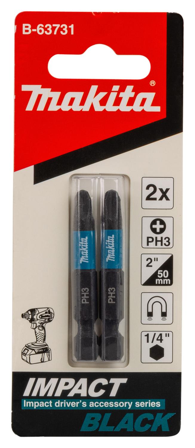 Punta Impact Black Ph3 - 50mm 2 Pzas. Makita B - 63731 - Herram.cl