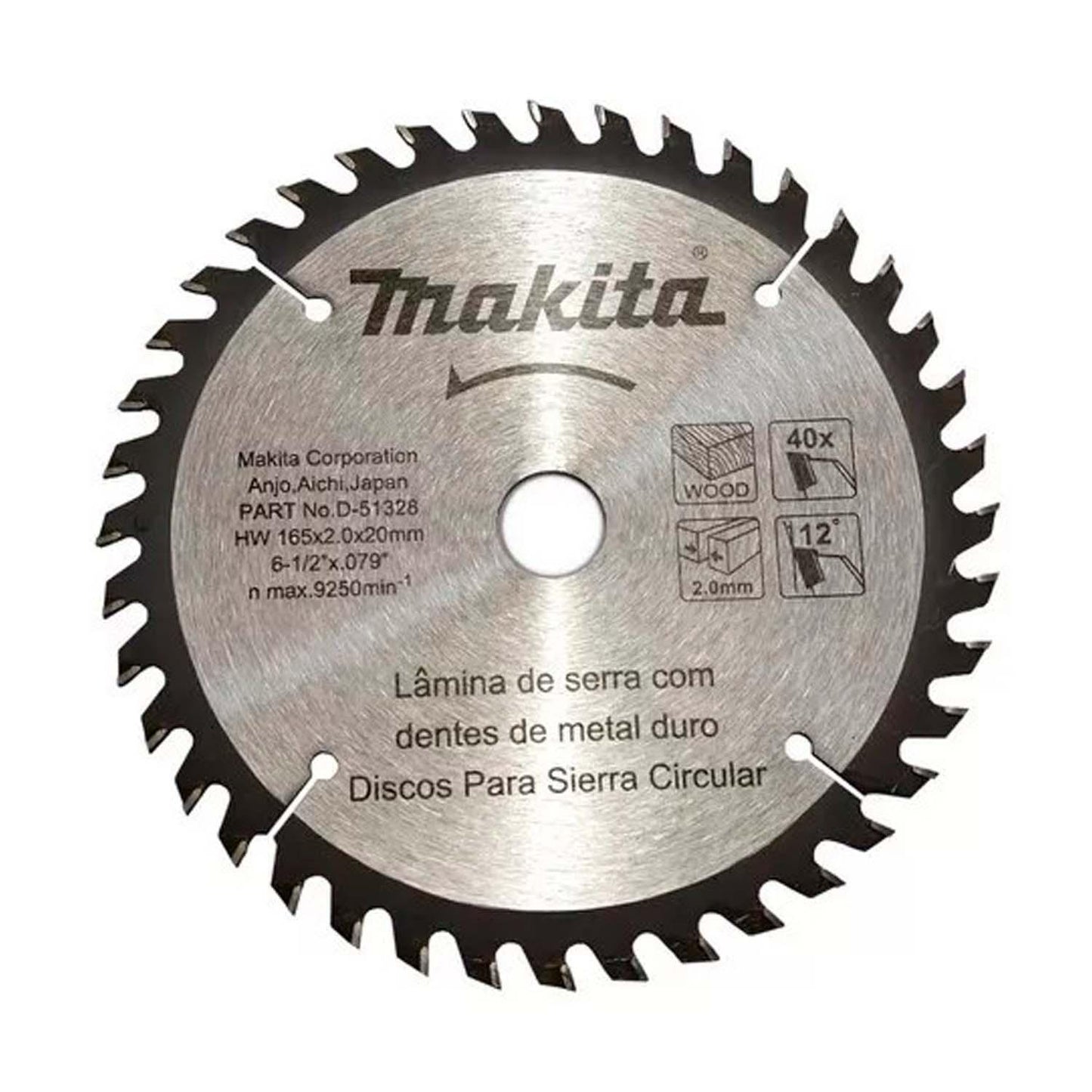 Disco de Sierra Circular 6 1/2''x20mm 40 D - Makita - Herram.cl