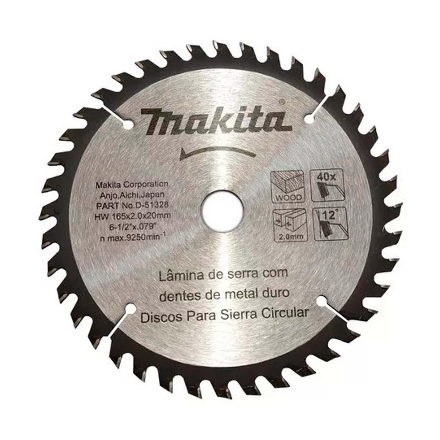 Disco de Sierra Circular 6 1/2''x20mm 40 D - Makita - Herram.cl