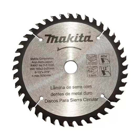 Disco de Sierra Circular 6 1/2''x20mm 40 D - Makita - Herram.cl