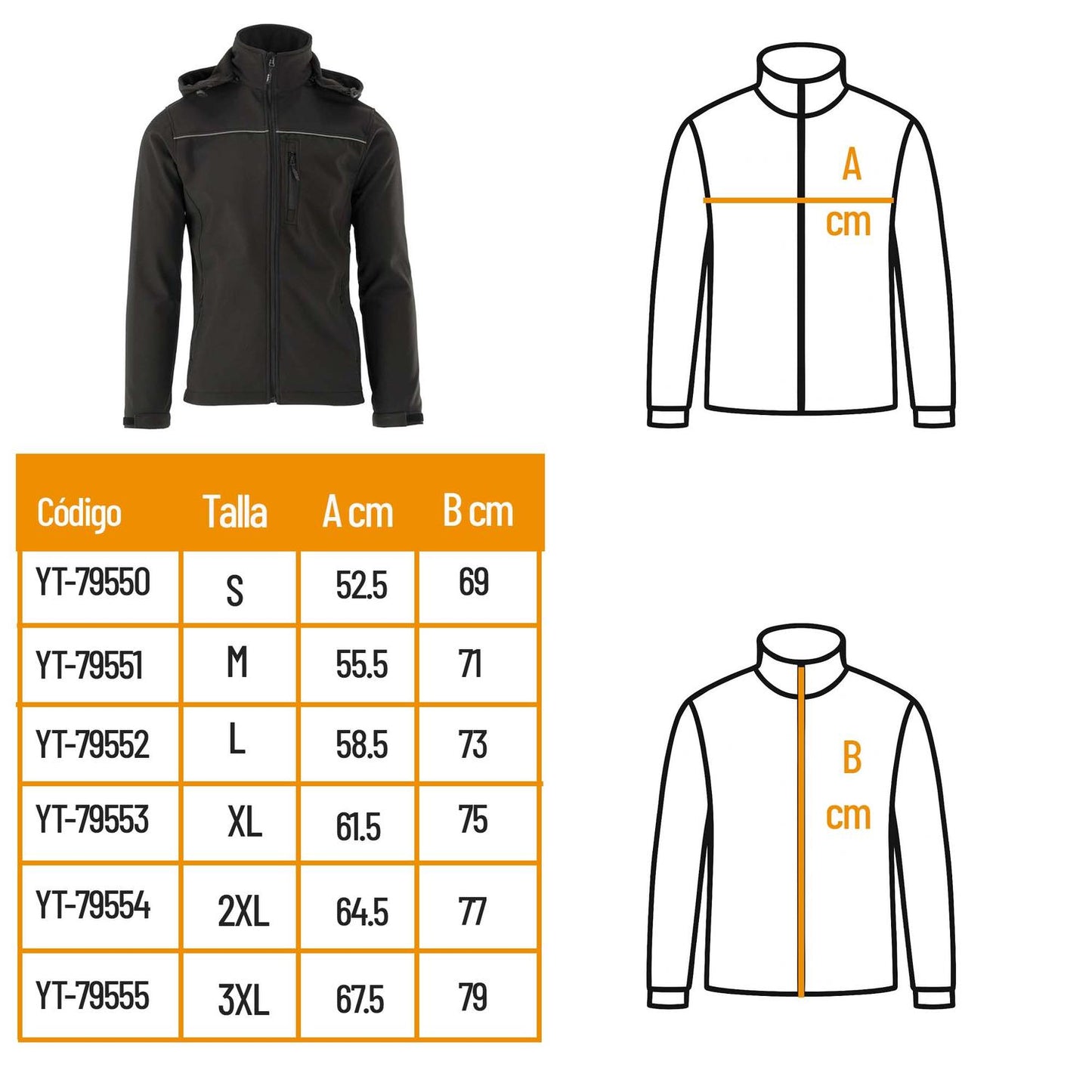Chaqueta Softshell OBSIDIAN con Capucha - Yato - Herram.cl
