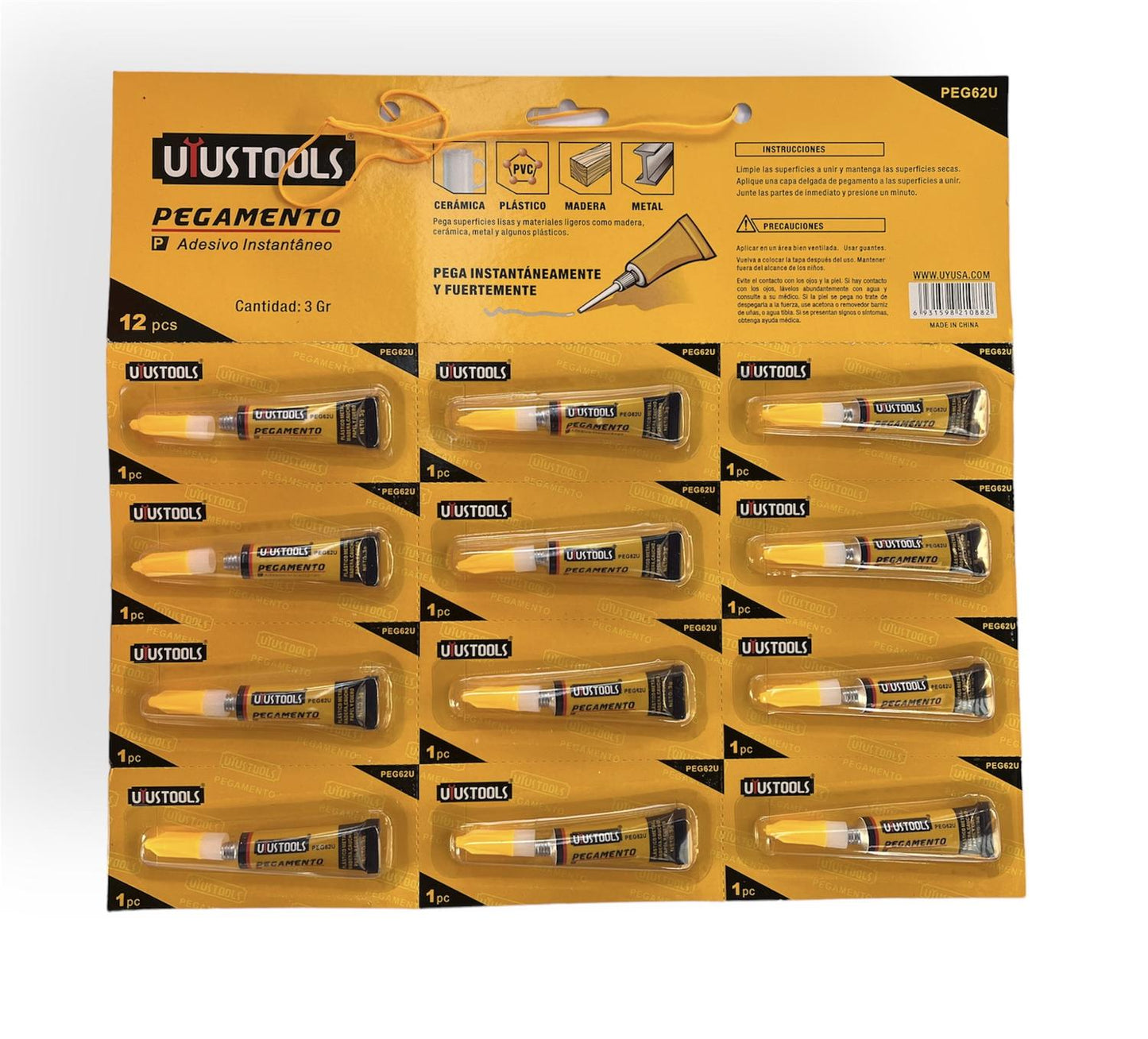Pack 12 Adhesivos Cianoacrilato Tipo Gotita 3gr – Uyustools - Herram.cl